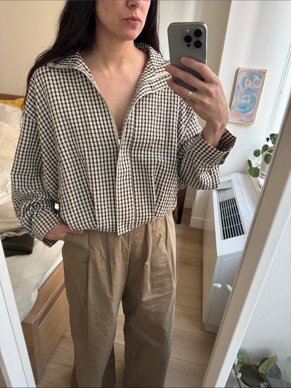 Zara plaid lightweight bomber jacket